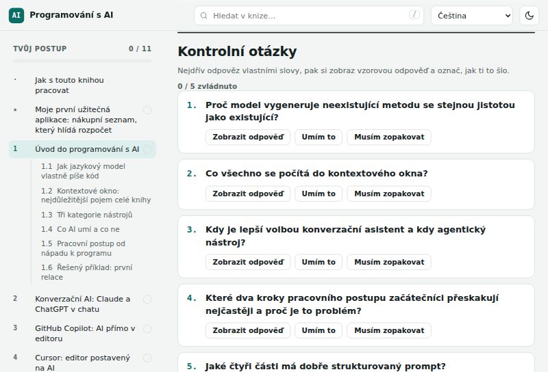 Kontrolní otázky s tlačítky pro zobrazení odpovědi