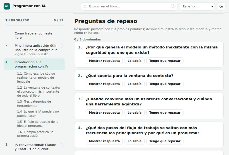 Preguntas de repaso con botones para mostrar la respuesta
