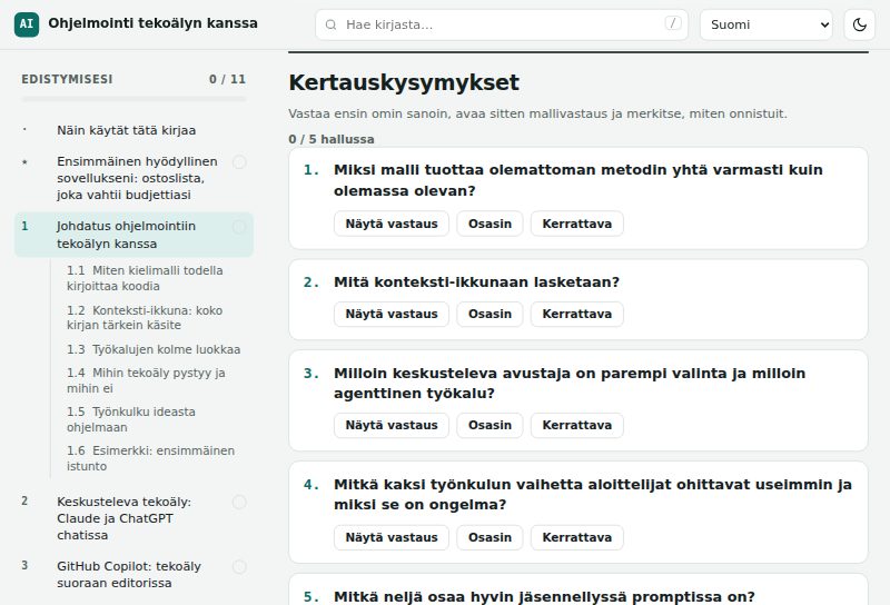 Kertauskysymykset ja Näytä vastaus -painikkeet