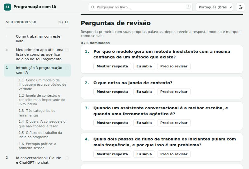 Perguntas de revisão com botões para mostrar a resposta