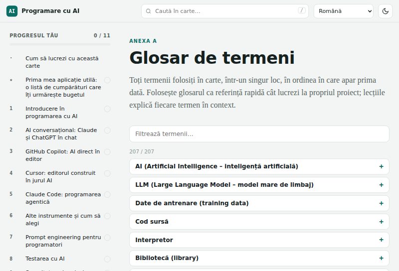 Glosar cu căutare, cu 207 termeni
