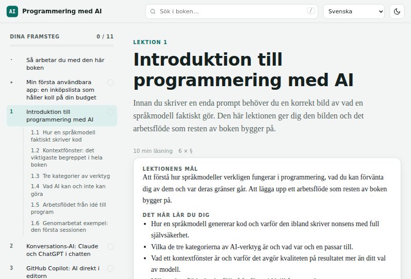 En lektionssida med mål och en kapitellista